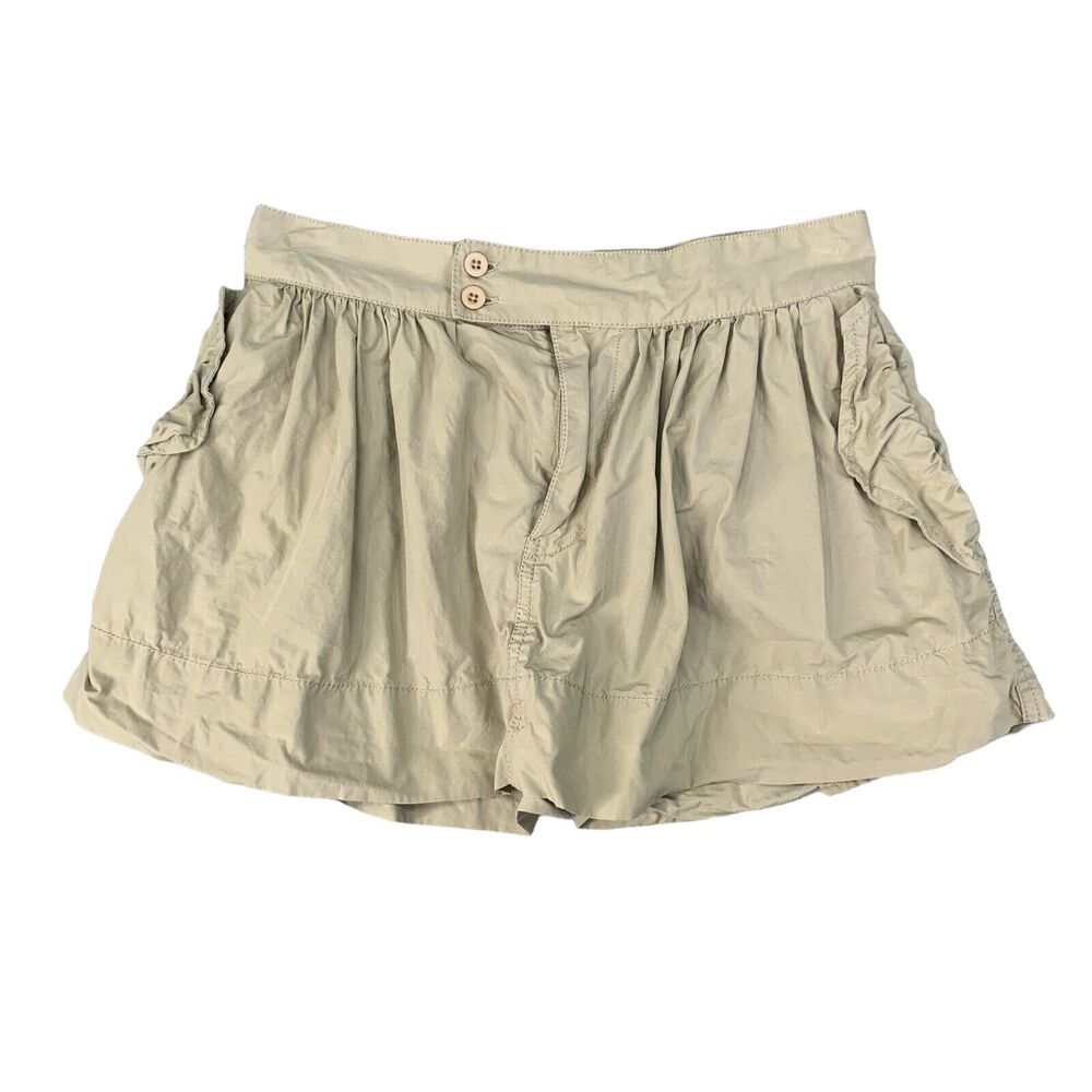 BDG Skirt Women S Small Beige Flare Pleated Elastic Waistband Pocket Mini
